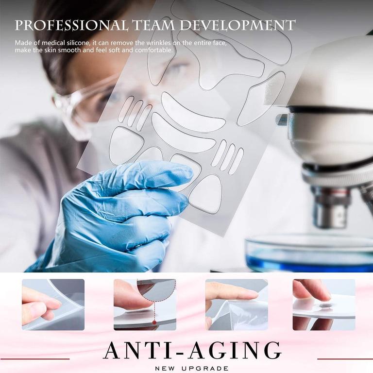 Face wrinkle Patches - Reusable Anti-Wrinkle Pads for Face - Skincare Pads to Smooth Eye, Mouth, Forehead - Clear Anti-Wrinkle Treatment for Overnight Lift - Train Facial Muscles to Reduce Fine Lines, Frown Lines, Smile Lines - 16