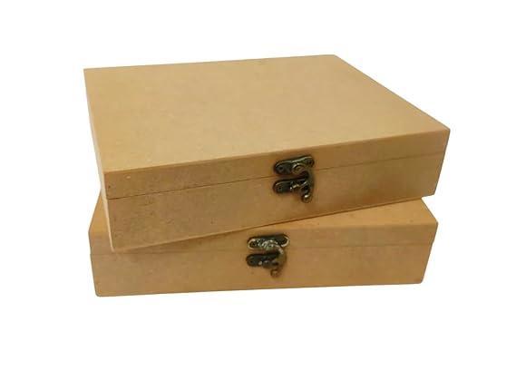 DIY Unfinished MDF Craft Box | Ideal for Decoupage and Art Projects | Sizes: 14x10, 12x9, 10x7 inches, 6mm Thickness - 1