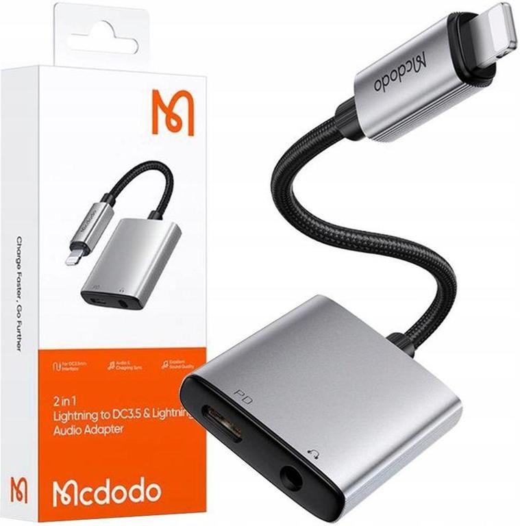 Original Mcdodo 2 in 1 Lightning to Dual Lightning Gaming Connector For Charging & Calling - CA-554 Mcdodo CA-5560 2 in 1 Lightning Cable Dual Lighting For iPhone 14 Pro Max , 13 Pro Max, 12 Pro Max, All lighting Devices spoerted - 1