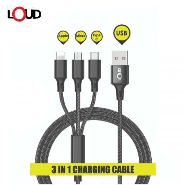 Loud C306 3-in-1 Multi Fast Charging Cable for Android, Lightning, Type-C - 1 & 2 Meters - 1