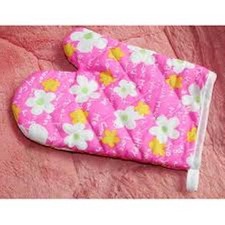 Set of 2 Printed Cotton Oven Mitts for High-Temperature Baking and Microwave Use - 1