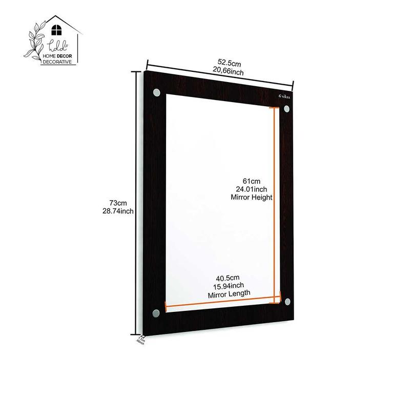 Elegant Wood Plain Dressing Rectangular Wall Mounted Mirror - 3