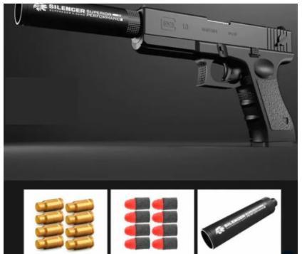 Childern's Manual Hard-drawn shell soft bullet machine simulation model boy toy - 4