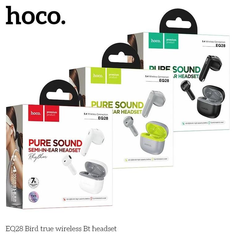 Hoco EQ28 Original 100% True Wireless Earbuds Big Bass, Bluetooth 5.4, 7H Hours Playtime HIFI With Microphone Earpieces Music Headset for android&IOS phone - Hoco Airpods - 1