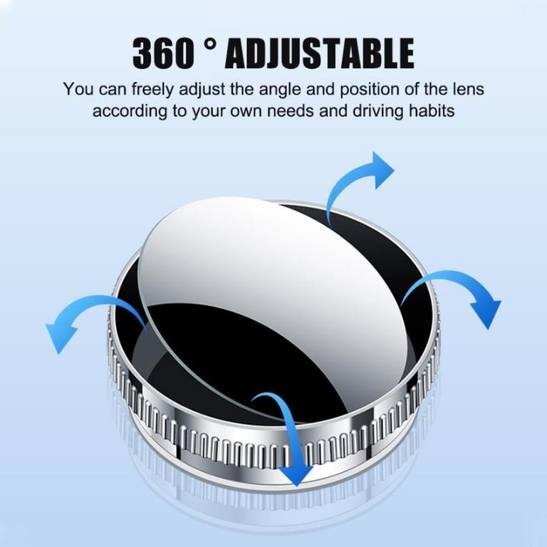 Car Vacuum Adsorption Blind Spot Mirror Suction Cup Design 360° High Quality -SILVER Convex Mirror Design Round -Inner Frameless Movement Mirror. - 5