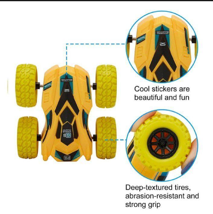Dumper Stunt Car Set - Push & Go Friction Powered 360° Rotating Double Sided Toy for Kids - 2