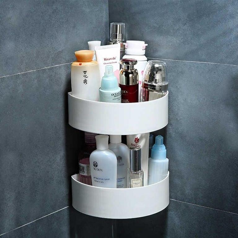 Adhesive Triangle Corner Shelf Organizer for Bathroom - No Drill Storage for Soap and Shampoo - 1