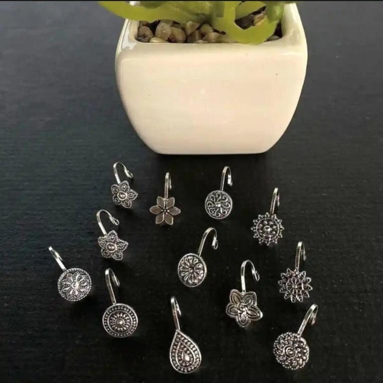 Silver Oxidized Nose Pin 1