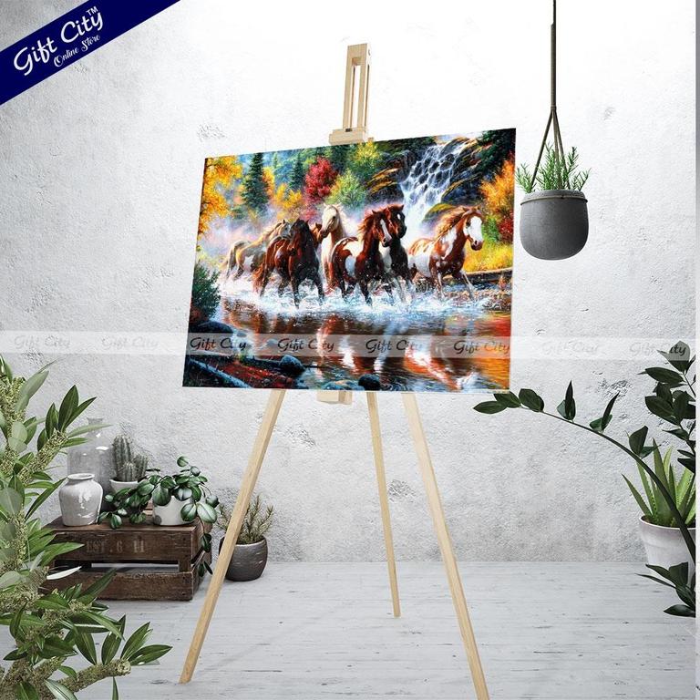 Horse Running in Waterfall Canvas Painting