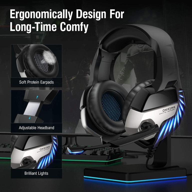 Gaming Headphones: 3D 7.1 Surround Sound headset with over-ear design, noise-canceling mic, deep bass, and soft earmuffs for immersive gaming on PS4, Xbox One, Switch, PC, Mac, and laptops By Unique Mall. - 2