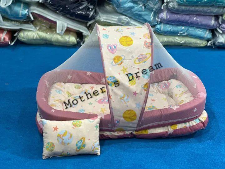 Baby Bed With Mosquito Net And 1 Pillow, Comfortable Newborn Baby Bistar Multicolor, To Order An Additional 3 Pillows, A Separate Order Is Required. - 5