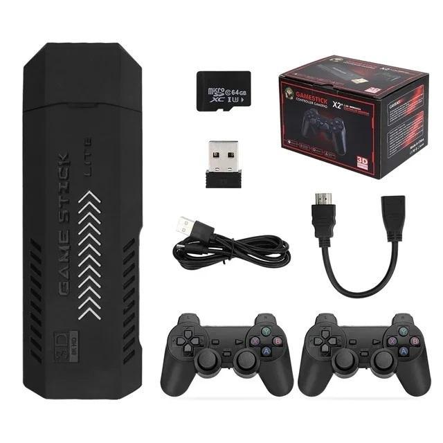 M8 / X6 / M15 / X2 Plus Wireless Retro Game Console Plug and Play Video Game Stick, Built in 20000+ Games, 9 Classic Emulators, 4K High Definition HDMI Output for TV with Dual 2.4G Wireless Controllers (64G Memory Card) - 3