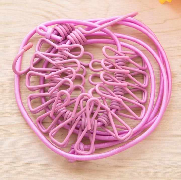 Portable Clothes Drying Rope with 12 Clips and 2 Hooks | Retractable Travel Laundry Line for Indoor and Outdoor Use - 7