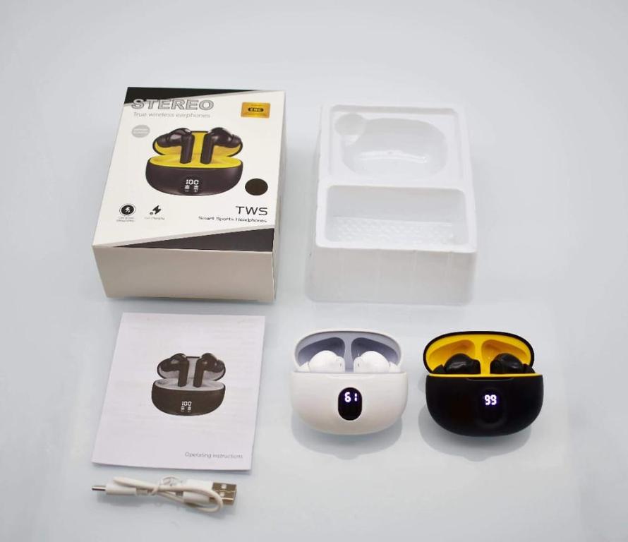 STERO TWS Wireless Earbuds with LED Display – ENC Noise Cancellation, HiFi Stereo, Bluetooth 5.3 – Available in Black & WITHE  - 1