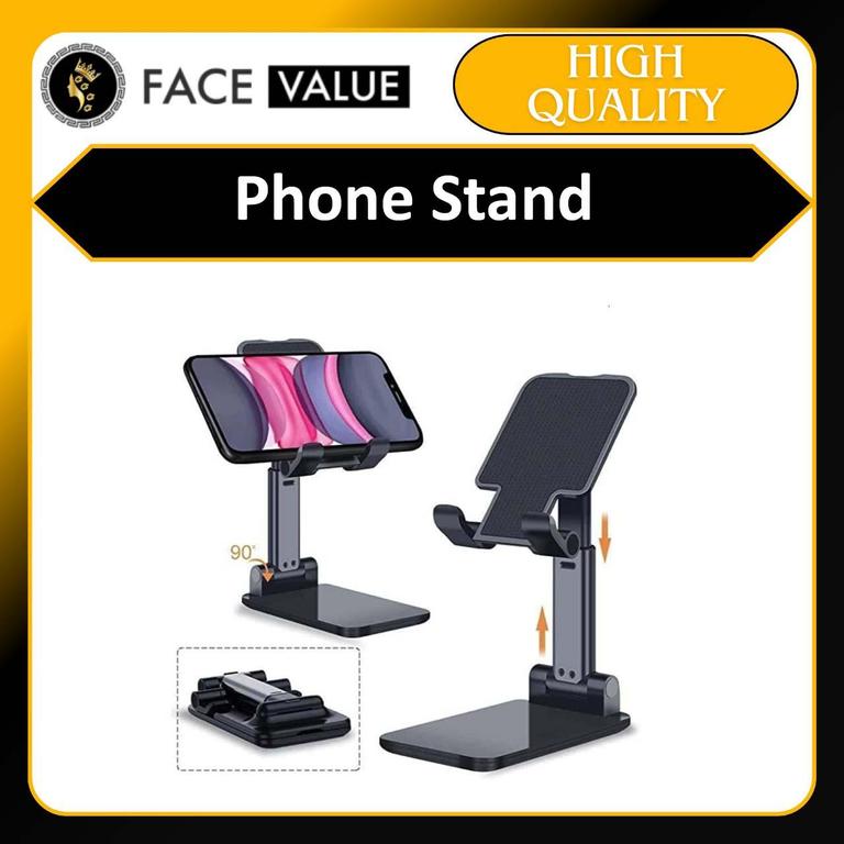 Face Value Adjustable Phone Holder: Height and Angle Customizable, Portable Desk Stand for Mobile Devices - 1