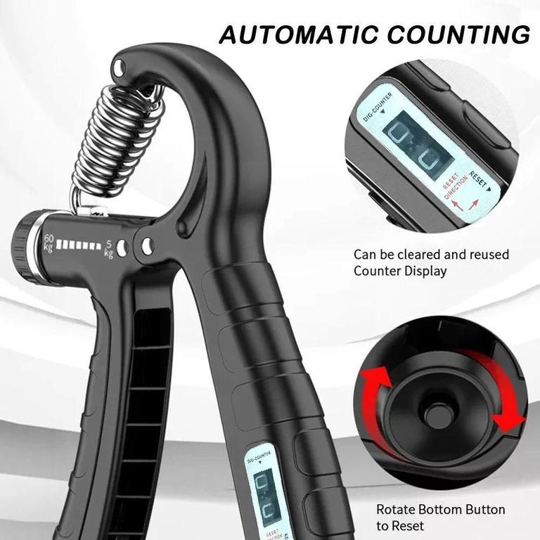 Adjustable Hand Gripper with Automatic Counting Resistance - R-Shape Grip Strengthener (5-60kg) - 2