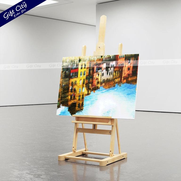 Building Reflection in Water Canvas Painting