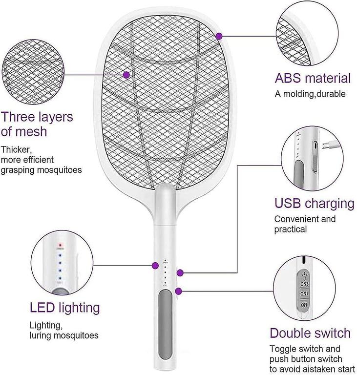 Zayraz Rechargeable 2-in-1 Mosquito Killer Racket and Night Lamp - 7