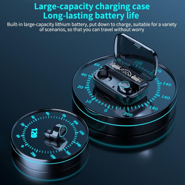 Advanced M10 TWS Wireless Earbuds with Bluetooth, LED Fingerprint Touch Sensor & 9D Stereo Sound - Compatible with Various Bluetooth Devices - 4
