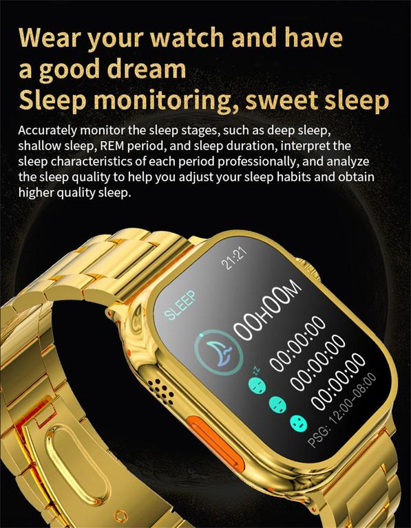 Ultra Pro Max Smart Watch - Golden Edition with 2.02-Inch Bezel-less Display and Bluetooth Calling - 4
