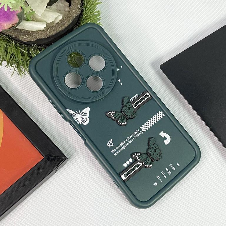 Tecno Spark 30C Green Case - Butterfly Design