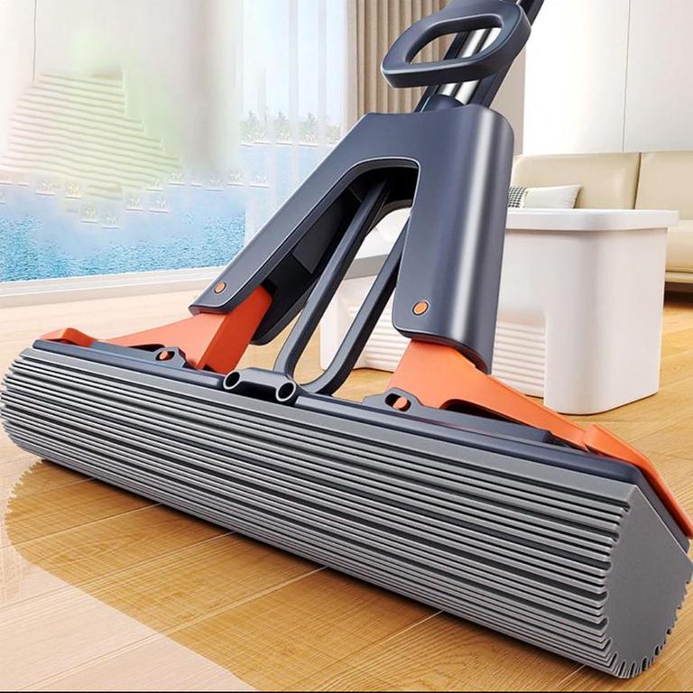 Portable Self Squeeze Mops for Floor Cleaning Water Dry and Wet Dual Folding Sponge Mop - 1