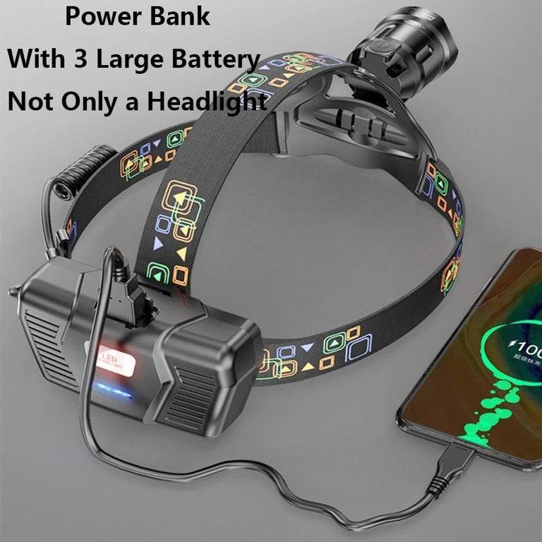 50000LM XHP100W Most Powerful Led Headlamp wit 45 degree rotatable XHP90 High Power Headlight sensor option  waterproof light USB Rechargeable Head  50000Lumens - 2