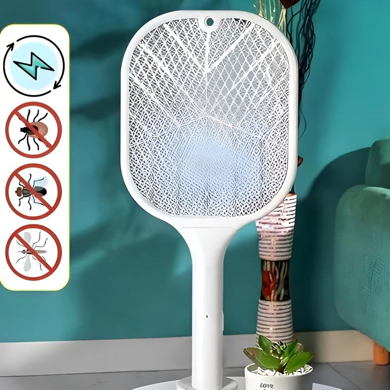 Zayraz 2 in 1Cordless Battery Power Electric Home Mosquito Killer Rechargeable mosquito racket UV LED Light Flying Insect Killer & Bug Zapper Lamp with Stand, Original, Advanced, Heavy duty USB Handheld Bat 400mAh Flies, Bees, Moths killer night lamp - 5