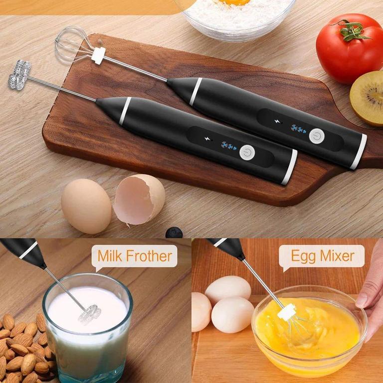 Legacy Deals 2-in-1 USB Rechargeable Coffee Beater and Milk Frother with 3 Speed Settings - Handheld Mixer for Coffee, Lassi, Eggs, Cake Cream and More - 3