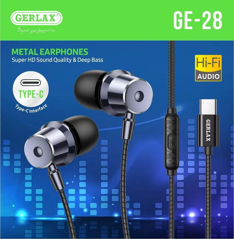 Gerlax Type C Handfree GE-28 | In-Ear Headset with Built-in Microphone | Dual Driver USB-C Earbuds | Compatible with iPhone 15, Samsung, OnePlus, Redmi, Oppo, Huawei - 2