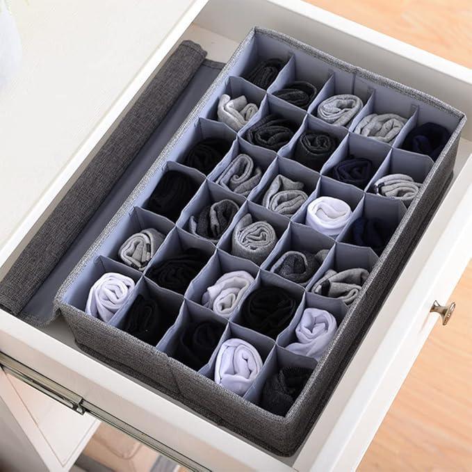 24-Compartment Drawer Organizer Box for Socks and Ties