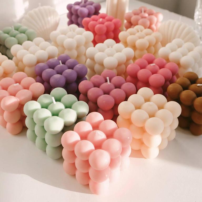 Collection of bubble candles in pastel colors