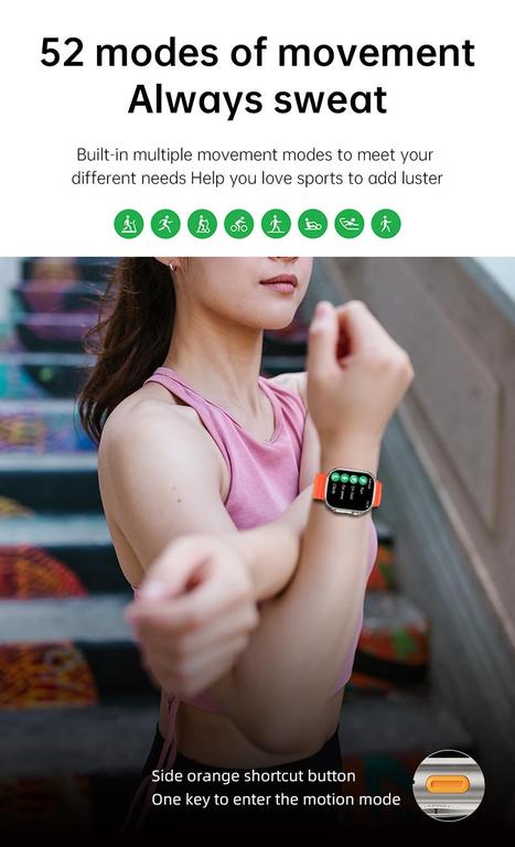 T900 Ultra2 Smart Watch Series 8 - 1.99" Bluetooth Call Smartwatch with Heart Rate and Sleep Monitoring, Waterproof IP67, Wireless Charging for Men and Women - 9
