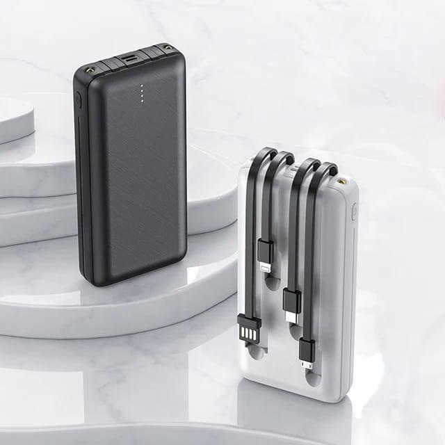 J CELL15000 MAH Power Bank - Fast Charging, Compact Design with 4-in-1 Cable Support - 4