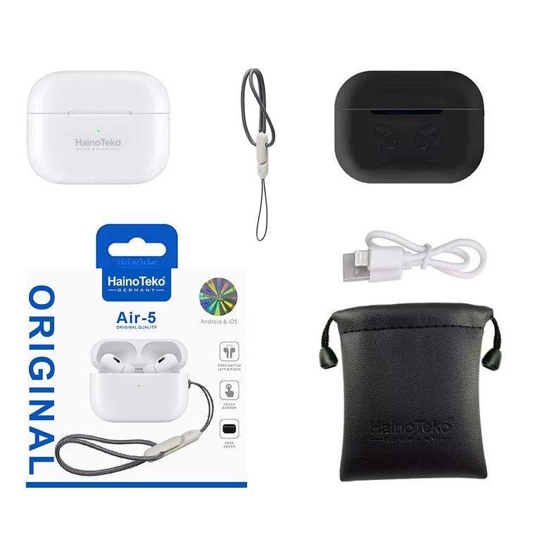 Haino Teko Air 5 True Wireless Earbuds from Germany | Noise Cancellation | Touch Controls | Deep Bass | Bluetooth 5.0 | Includes Silicone Case with Hook - 2