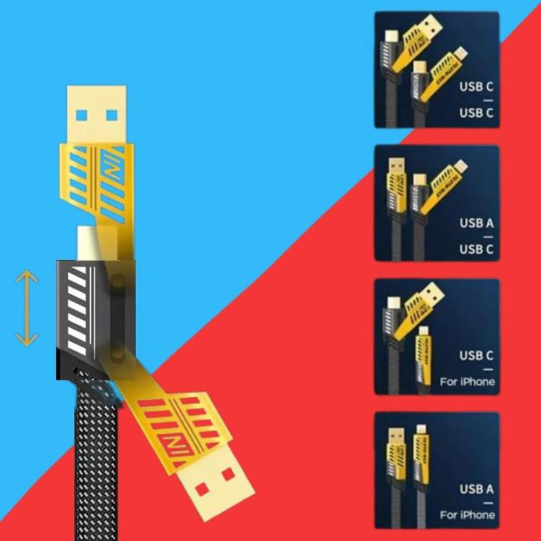 Multi USB Cable 4 in 1 Universal 1m Multiple USB Charger Cable, Nylon Fast Charging Cable with USB A/USB C to Type C/27W PD Compatible with iPhone Samsung Galaxy Macbook iPad - 2