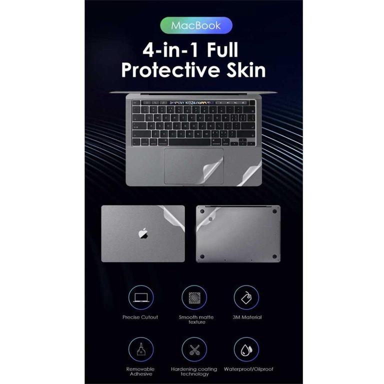 4 In 1 MacBook Pro A1707, A1990 Touch Bar Top + Bottom + Touchpad + Palm Rest Skin Protector for MacBook Pro 15-inch (2016, 2017, 2018, 2019 Release) Protector Decal Sticker - 4
