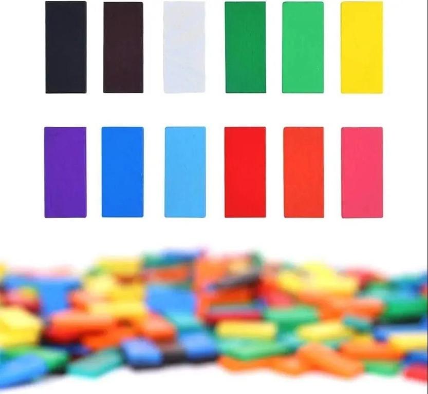 Multi-Color Wooden Domino Blocks Set for Kids - 6