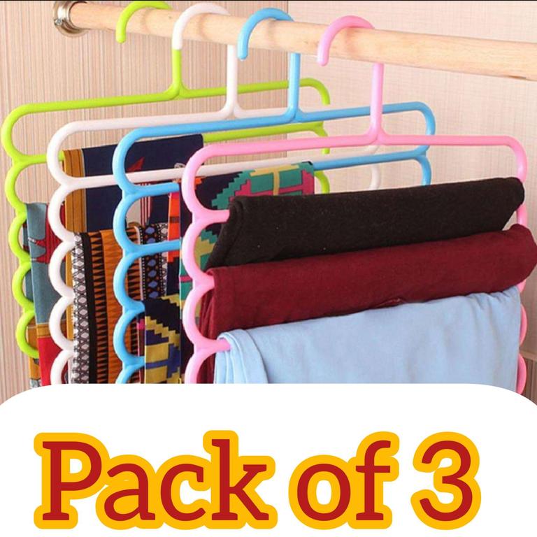 3-Pack Multi-Layer Anti-Slip Pant Hanger and Versatile Organizer for Trousers and Belts - 1