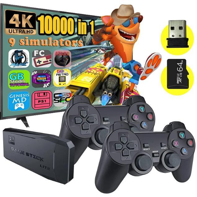 Wireless Retro Game Console M8, Plug and Play Video Game Stick, Built in 20000+ Games, 9 Classic Emulators, 4K High Definition HDMI Output for TV with Dual 2.4G Wireless Controllers (64G Memory Card) - 3