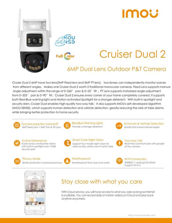 IMOU Cruiser Dual 2 (6MP) - Wi-Fi Outdoor Security Camera with Two-Way Talk and 360° P&T, AI Detection - 10