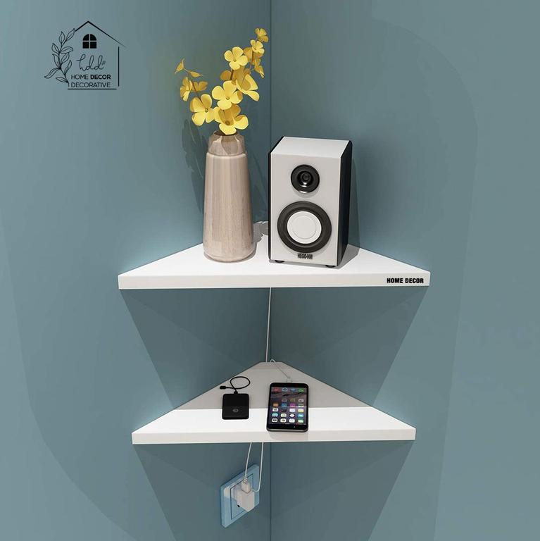 Corner Mounting Shelf, Easy to Install Wall Corner Shelf, Set of 2Kitchen shelf Wall Shelf Wall-mounted Display Storage Organizer Rack by Home Décor Decorative - 2