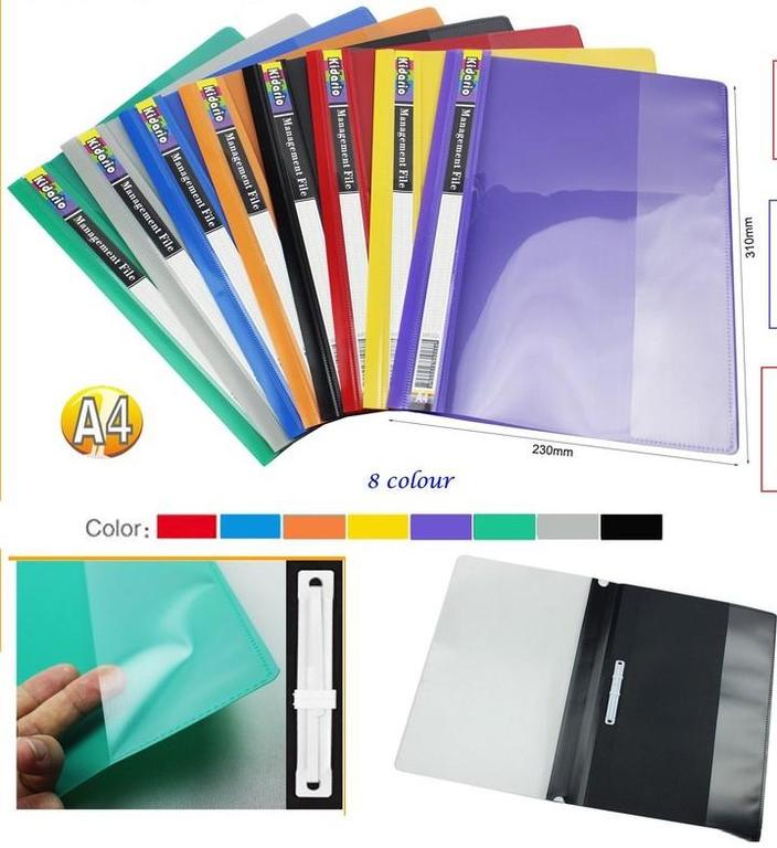 A4 Management File Folder with 2-Hole Binder Clip - 12 Pcs Transparent Plastic Presentation File Cover for Documents, Certificates, and Assignments - Assorted Colors - 2