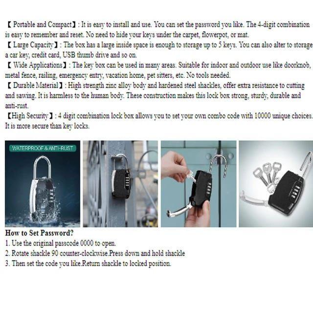 4 digit lock box with long shackle - 3