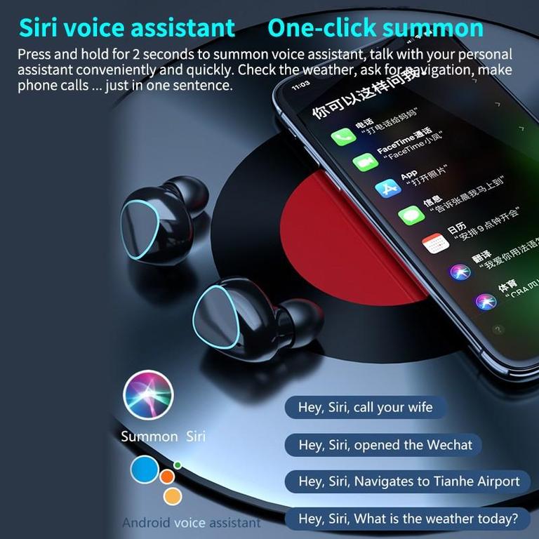 Advanced M10 TWS Wireless Earbuds with Bluetooth, LED Fingerprint Touch Sensor & 9D Stereo Sound - Compatible with Various Bluetooth Devices - 9