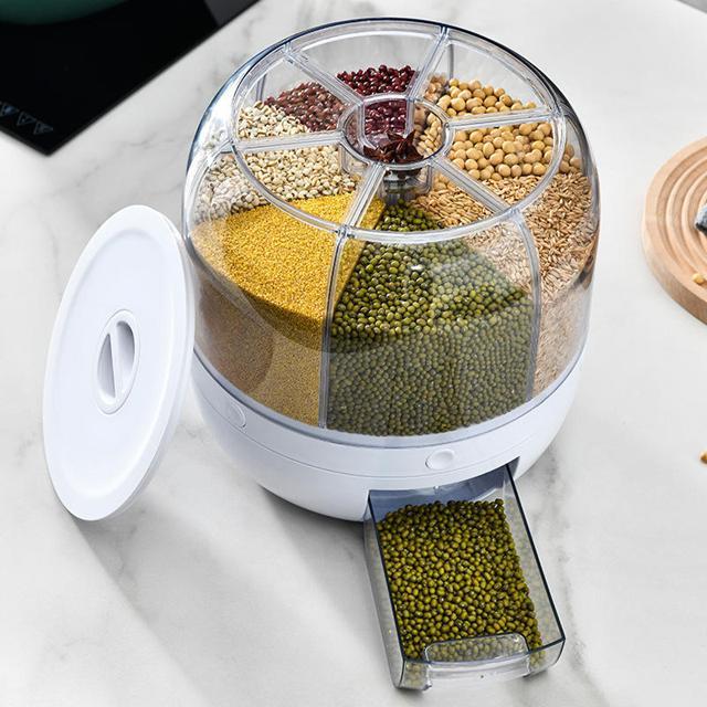 6-Grid Rotating Cereal Grain Rice Dispenser - 5