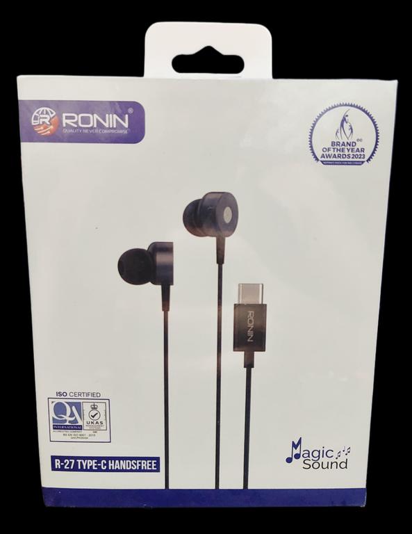 Ronin R27 Type C Handsfree with Microphone and In-Line Controls for Clear Sound and Calls - 1