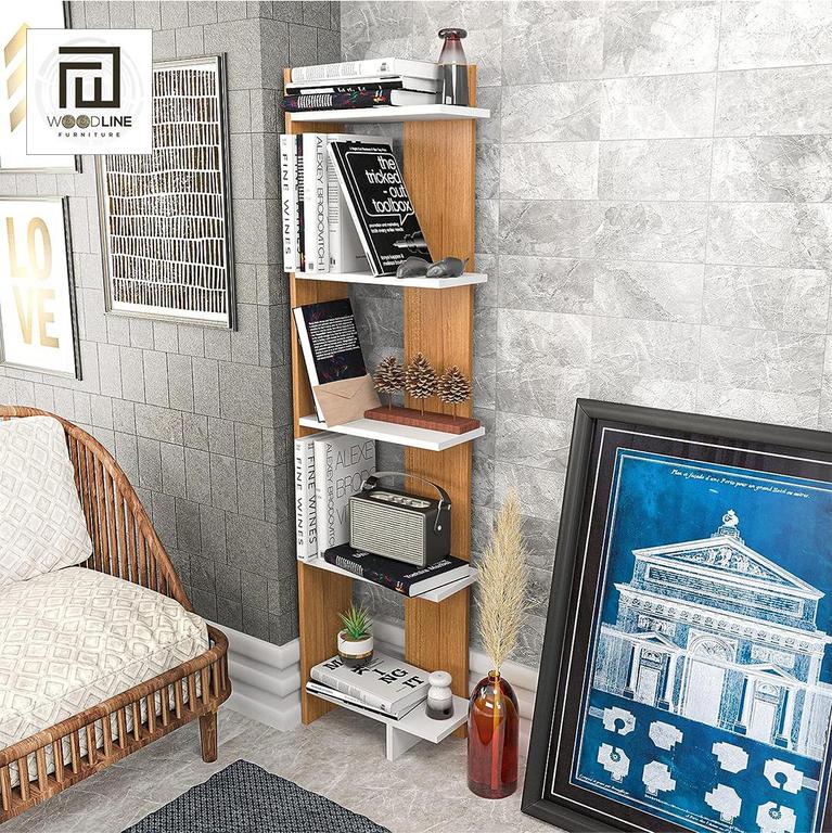 5-Shelf Modern Display Corner Unit Bookcase Bookshelf Shelving Unit - 5
