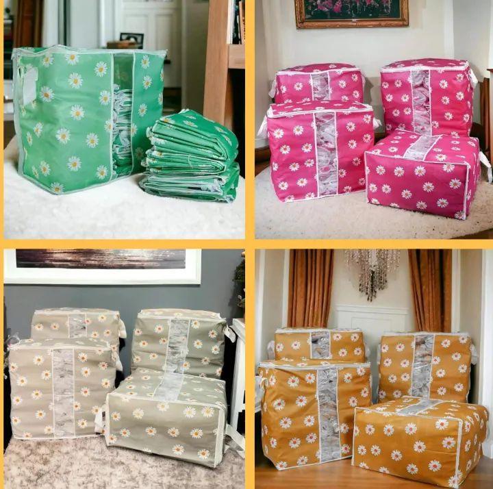 Folding Non-Woven Storage Bag & Organizer for Clothes and Blankets - Double Zipper Design - 2