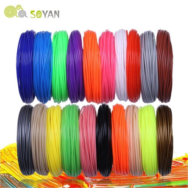 10-Color PCL 3D Pen Drawing Refill Filament for Rechargeable Pens - Soft Low Temperature Plastic Ink Wire Replacement Cartridges - 1